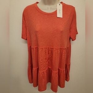 Greige Baby Doll Tiered Top